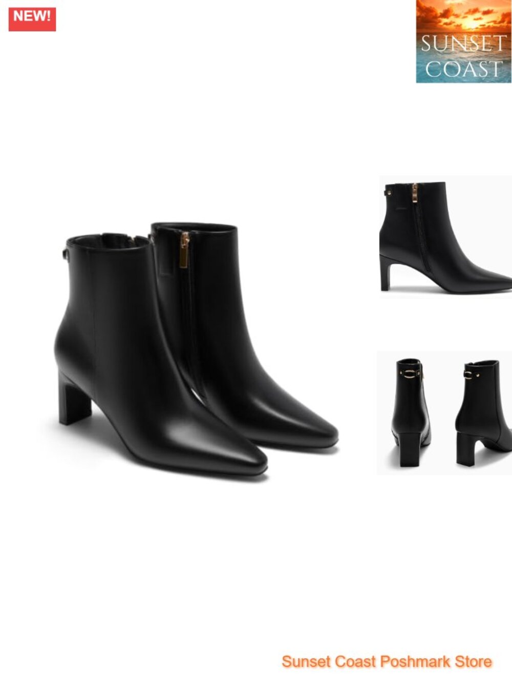 Women's Faux Suede Ankle Boots Chunky Heel Pointed Toe Side Zip Dress Booties